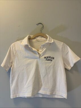 Brandy Melville White Polo with 'Palm Beach Florida' Embroidery (John Galt)